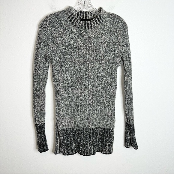Rag & Bone Sweater Women XS Tunic Wool Blend Knit Black White Slit Chunky Knit Z - Picture 3 of 10